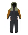 Deux Par Deux Boy's Colorblock Mid-season One-piece Outerwear Dark Gray, Sage, And Tan In Dark Gray/sage And Tan