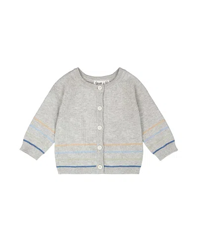 Deux Par Deux Boys' Cotton Knit Striped Button Front Cardigan - Baby In Animal Print