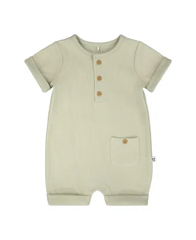 Deux Par Deux Boys' Cotton Rib Short Sleeves Romper - Baby In White