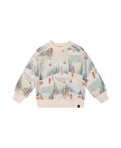 Deux Par Deux Boys' Fleece Crew Neck Ribbed Cuff Sweatshirt - Little Kid, Big Kid In Multi