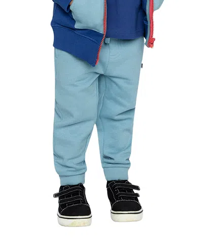 Deux Par Deux Boys' Fleece Drawstring Waist Ribbed Cuff Sweatpants - Baby In Blue