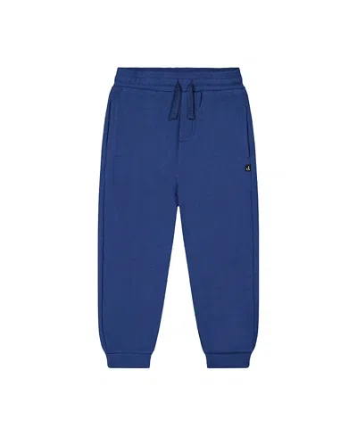 Deux Par Deux Boys' Fleece Drawstring Waist Ribbed Cuff Sweatpants - Little Kid In Blue