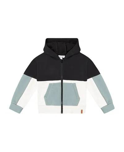 DEUX PAR DEUX DEUX PAR DEUX BOYS' FRENCH TERRY COLOR BLOCK FULL ZIP HOODIE CARDIGAN SWEATSHIRT - LITTLE KID