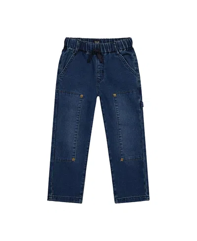 Deux Par Deux Boys' French Terry Denim Cargo Drawstring Pants - Baby In Blue