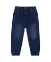 Deux Par Deux Little Boy's French Terry Denim Jogger Pant Dark Denim Blue In Dark Denim Blue