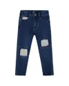 Deux Par Deux Boys' French Terry Pants With Contrasting Patch - Baby In Blue
