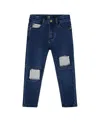 Deux Par Deux French Terry Pants With Contrasting Patch In Blue