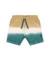 Deux Par Deux Boys' French Terry Short - Baby In Gradient Beige And Teal