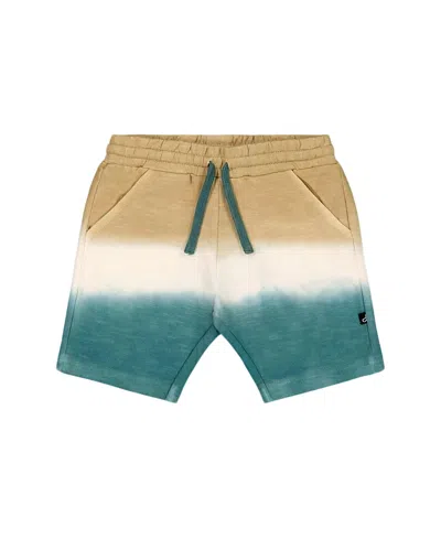 Deux Par Deux Boys' French Terry Short - Baby In Gradient Beige And Teal