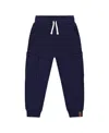 Deux Par Deux Little Boy's French Terry Sweatpants With Side Pockets Navy Blue In Navy Blue