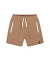 Deux Par Deux Boys' French Terry Zip Pocket Shorts - Big Kid In Beige