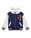 Deux Par Deux Boys' Full Zip Hooded Fleece Jacket - Little Kid In Blue