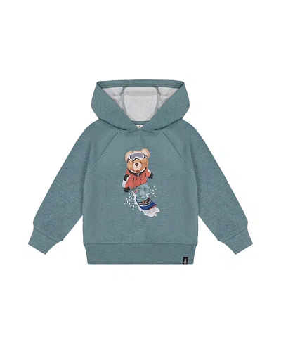 Deux Par Deux Boys' Graphic Drawstring Hood Ribbed Cuff Hoodie - Baby In Blue
