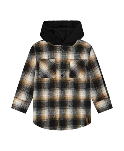 Deux Par Deux Boys' Hooded Polar Fleece Overshirt With Hood - Little Kid In Black