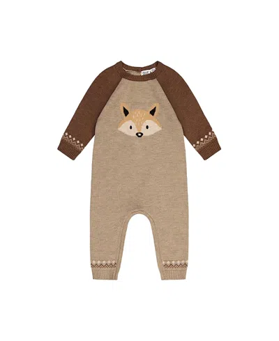 Deux Par Deux Boys' Knitted Intarsia Fox Fair Isle Romper - Baby In Multi