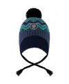 Deux Par Deux Boys' Lined Peruvian Knit Pompom Hat - Little Kid, Big Kid In Blue
