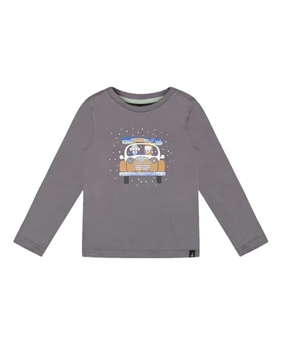Deux Par Deux Boys' Long Sleeve Organic Cotton Jersey Tee - Baby In Gray