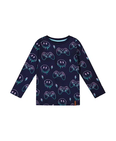 Deux Par Deux Boys' Long Sleeve Organic Cotton Tee - Little Kid, Big Kid In Blue