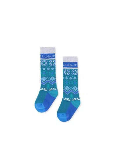 Deux Par Deux Boys' Merino Wool Cushioned Ski Socks - Baby In Blue