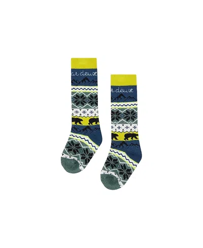 Deux Par Deux Boys' Merino Wool Padded Ski Socks - Little Kid, Big Kid In Blue