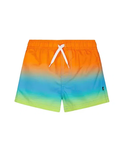 Deux Par Deux Boys' Mid Thigh Elastic Waist Gradient Boardshorts - Baby In Orange