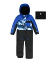 Deux Par Deux Boys' One-piece Play Snowsuit With Print And Colorblocking - Little Kid In Blue