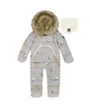 Deux Par Deux Boys' One-piece Snug Snowsuit Designed For Car Seat Bear - Baby In Gray