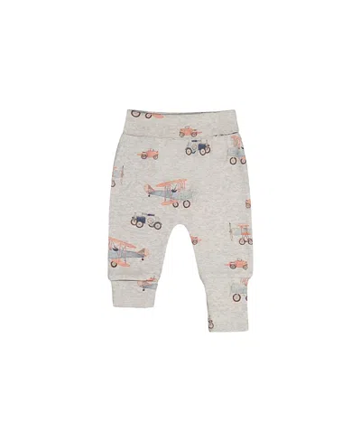 Deux Par Deux Boys' Organic Cotton Airplane Foldover Waist Evolutive Pants - Baby In Animal Print