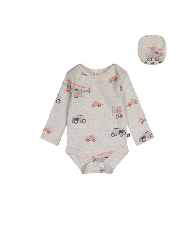 Deux Par Deux Boys' Organic Cotton Airplane Snap Envelope Neck Romper - Baby In Multi