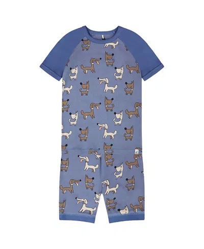 Deux Par Deux Boys' Organic Cotton Dog Print Two-piece Pajama Set - Baby In Blue