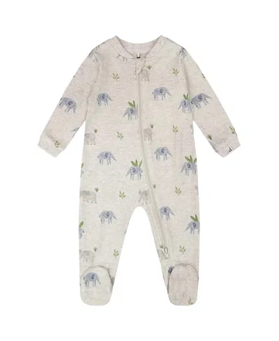 Deux Par Deux Boys' Organic Cotton Elephant Print One-piece Pyjama - Baby In Neutral