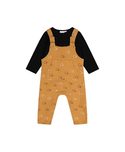 Deux Par Deux Boys' Organic Cotton Envelope Neck Romper And Hedgehog Pocket Overalls Set - Baby In Multi
