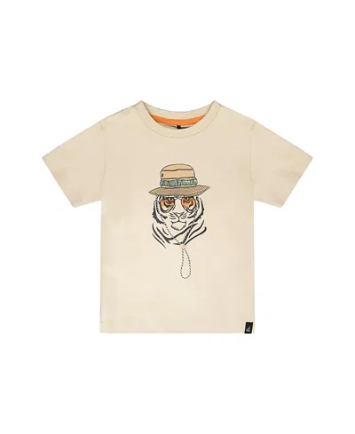 Deux Par Deux Kids'  Organic Cotton Graphic Short Sleeve T-shirt In Brown