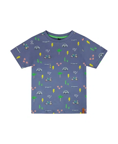 Deux Par Deux Kids'  Organic Cotton Jersey Bicycle T-shirt In Blue