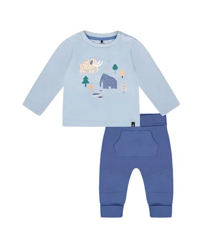 Deux Par Deux Boys' Organic Cotton Jersey Two Piece Top And Pant Set - Baby In Blue