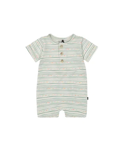 Deux Par Deux Boys' Organic Cotton Lines Printed Romper - Baby In Gray