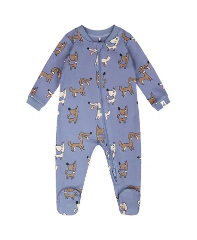 Deux Par Deux Boys' Organic Cotton One-piece Dog Print Pyjama - Baby In Blue