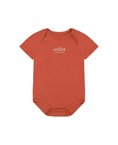 Deux Par Deux Boys' Organic Cotton Onesie - Baby In Terracotta