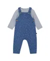 Deux Par Deux Boys' Organic Cotton Onesie And Overalls Set - Baby In Blue
