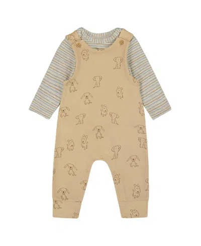 Deux Par Deux Boys' Organic Cotton Onesie With Overalls Set - Baby In Brown