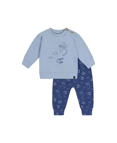 Deux Par Deux Boys' Organic Cotton Pants And Top Set - Baby In Blue