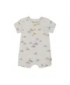 Deux Par Deux Boys' Organic Cotton Printed One-piece Romper - Baby In Heather Grey With Little Paper Boat