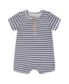 Deux Par Deux Boys' Organic Cotton Printed One-piece Romper - Baby In Striped Navy