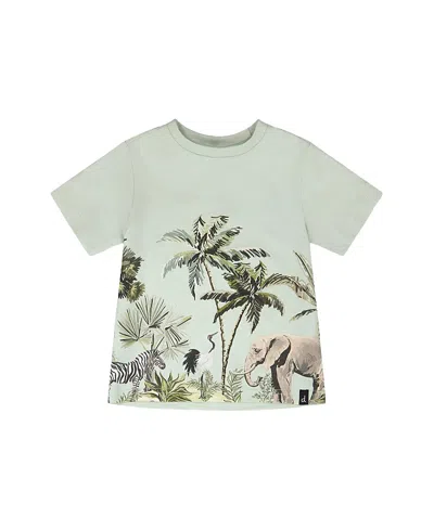 Deux Par Deux Boys' Organic Cotton Safari Print Short Sleeves T-shirt - Baby In Green
