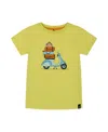 Deux Par Deux Boys' Organic Cotton Tee - Baby In Lime Green And Blue Vespa