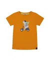 Deux Par Deux Boys' Organic Cotton Tee - Baby In Vibrant Orange And Blue Vespa