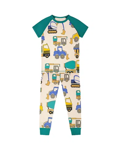 Deux Par Deux Boys' Organic Cotton Truck Two-piece Pyjama Set - Little Kid In Green