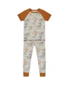 Deux Par Deux Boys' Organic Cotton Two-piece Short Sleeve Top And Pant Pajama Set - Little Kid