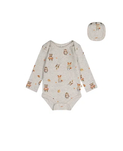 Deux Par Deux Boys' Organic Cotton Woodland Animal Snap Envelope Neck Romper - Baby In Multi