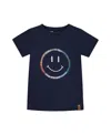 Deux Par Deux Boys' Organic Smiling Cotton Graphic Tee - Little Kid In Smiling Navy Blue